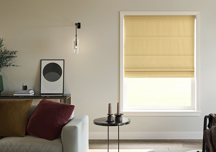Akoya Faux Silk, Lustre Old Gold - Motorised Roman Blind - Image 3